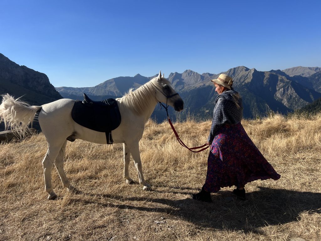 Agrafa mountain range stunning mountains girl with a horse