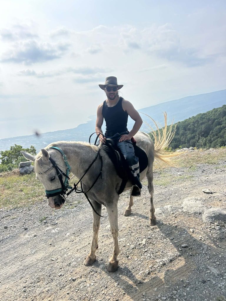 Horseback riding male in Olympus Greece