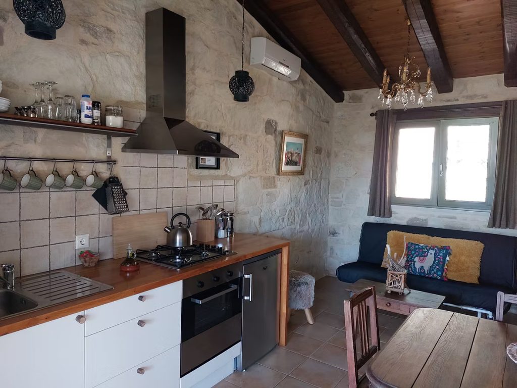 Open plan kitchen area fully equipped accommodation Crete