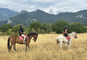Horse riding ladies in rural Greece